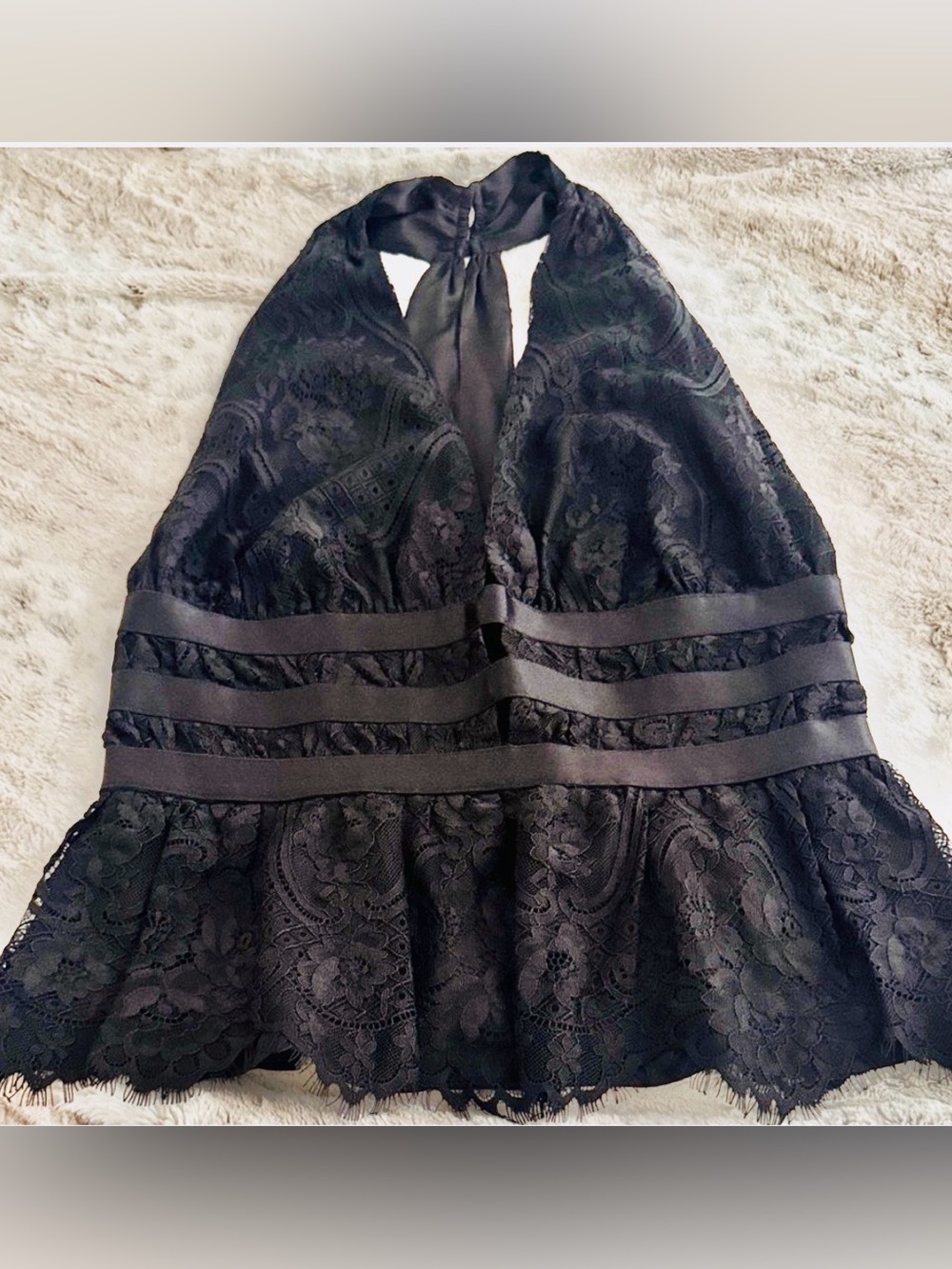 Elegant Black Lace Halter Top